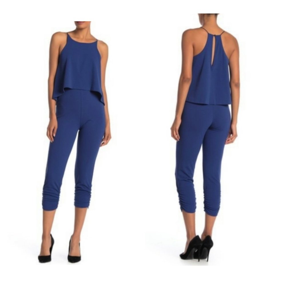 Love...ady Popover Shirred Leg Jumpsuit Blue Small
